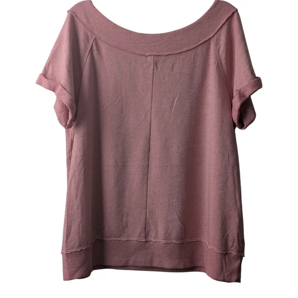 MAURICES WOMEN'S PINK SOLID BURNWASH MARILYN NECK SHORT SLEEVE SWEATSHIRT SZ XXL - Picture 3 of 9